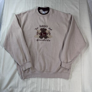 VTG Jerzees Grandma Pink Teddy Bear Christmas Cozy Pullover Holiday Sweatshirt L